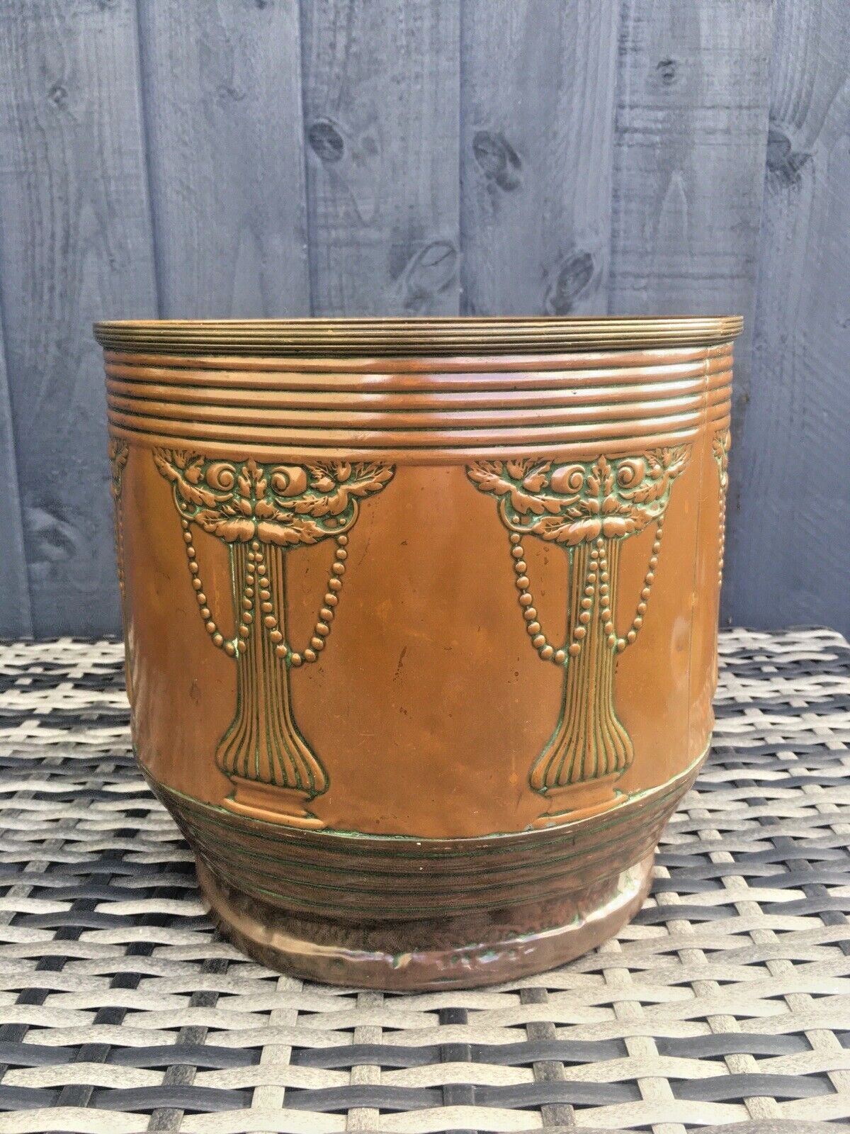 Art Nouveau Beldray Regency Swag Rose Copper Planter Flower Plant Pot Jardiniere photo buy