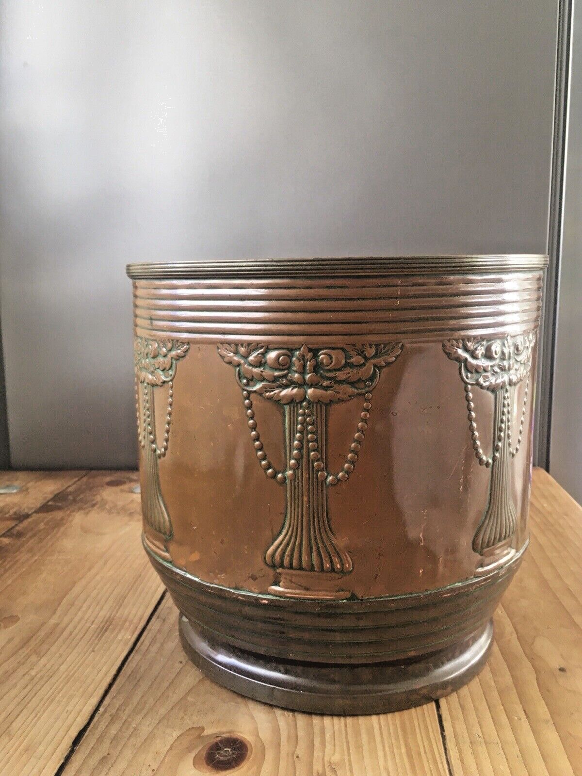 photo buy Art Nouveau Beldray Regency Swag Rose Copper Planter Flower Plant Pot Jardiniere