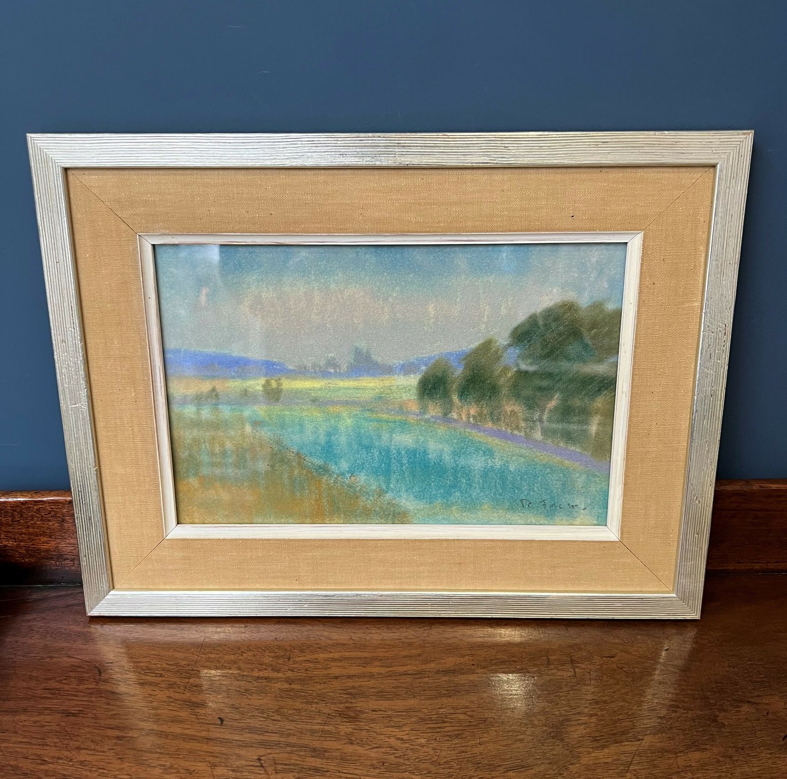 A Pair Of Mid Century Swedish Framed Pastel Landscapes By Ragnar Falk photo for sale