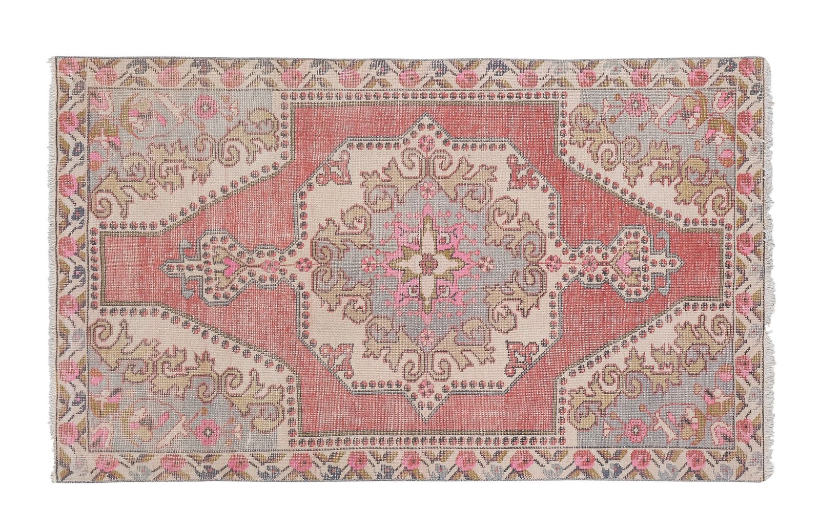 Vintage Faded Turkish Kemerhisar Rug 4'3'' X 6'12'' photo Textiles