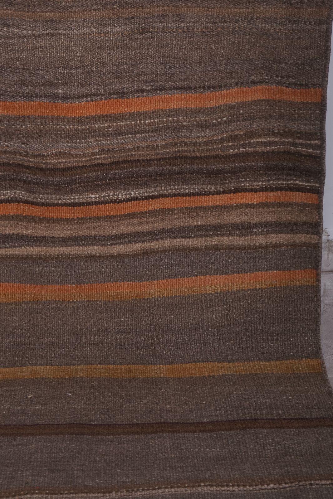 Striped Turkish Wool Kilim Runner 1'10'' X 11'2'' photo vintage