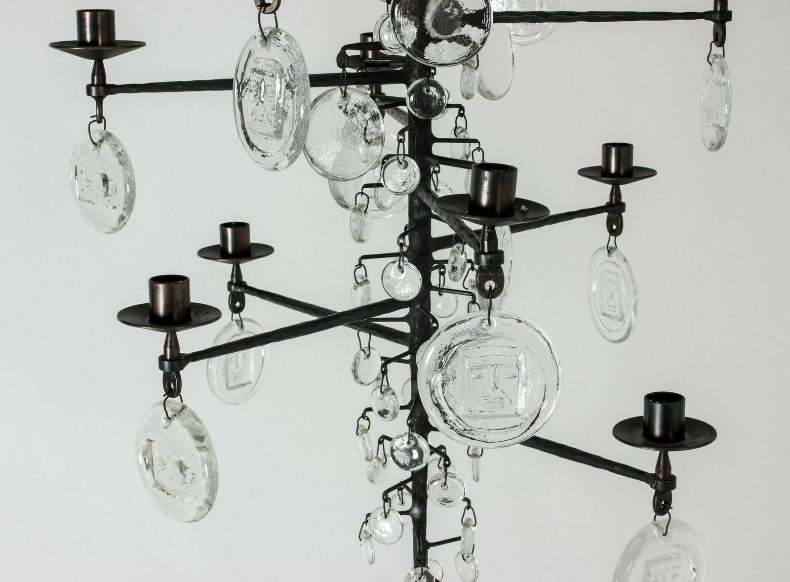 Wrought Iron And Glass Candelabrum By Erik Höglund For Boda, 1960s photo vinterior
