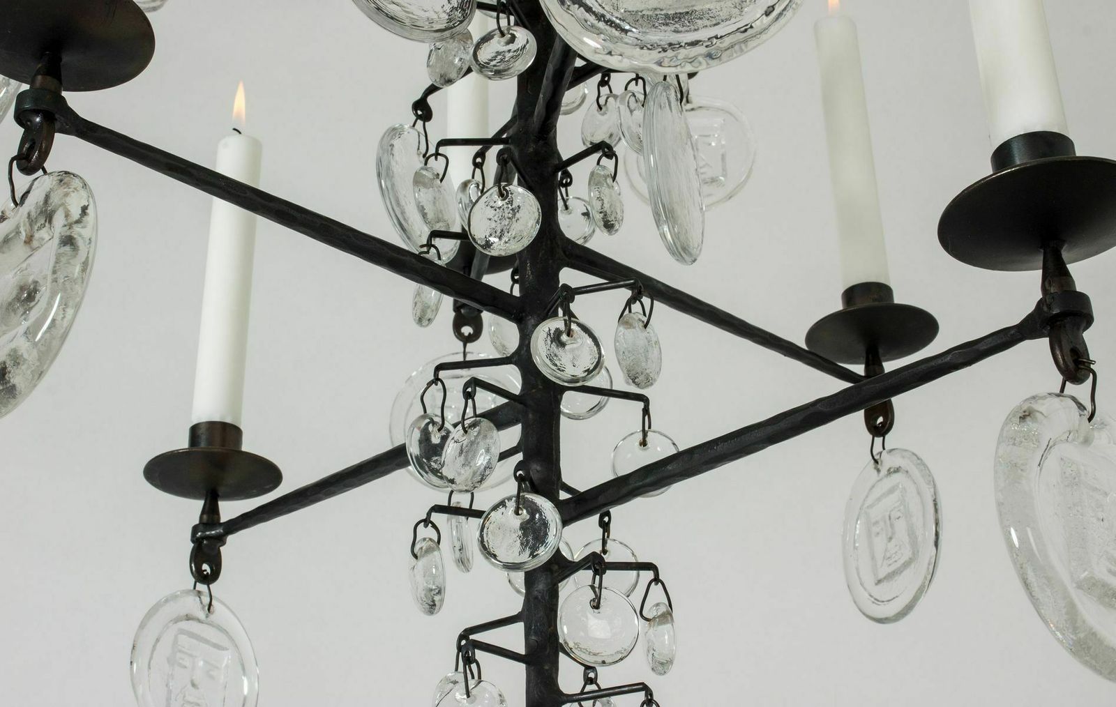 Wrought Iron And Glass Candelabrum By Erik Höglund For Boda, 1960s photo buy