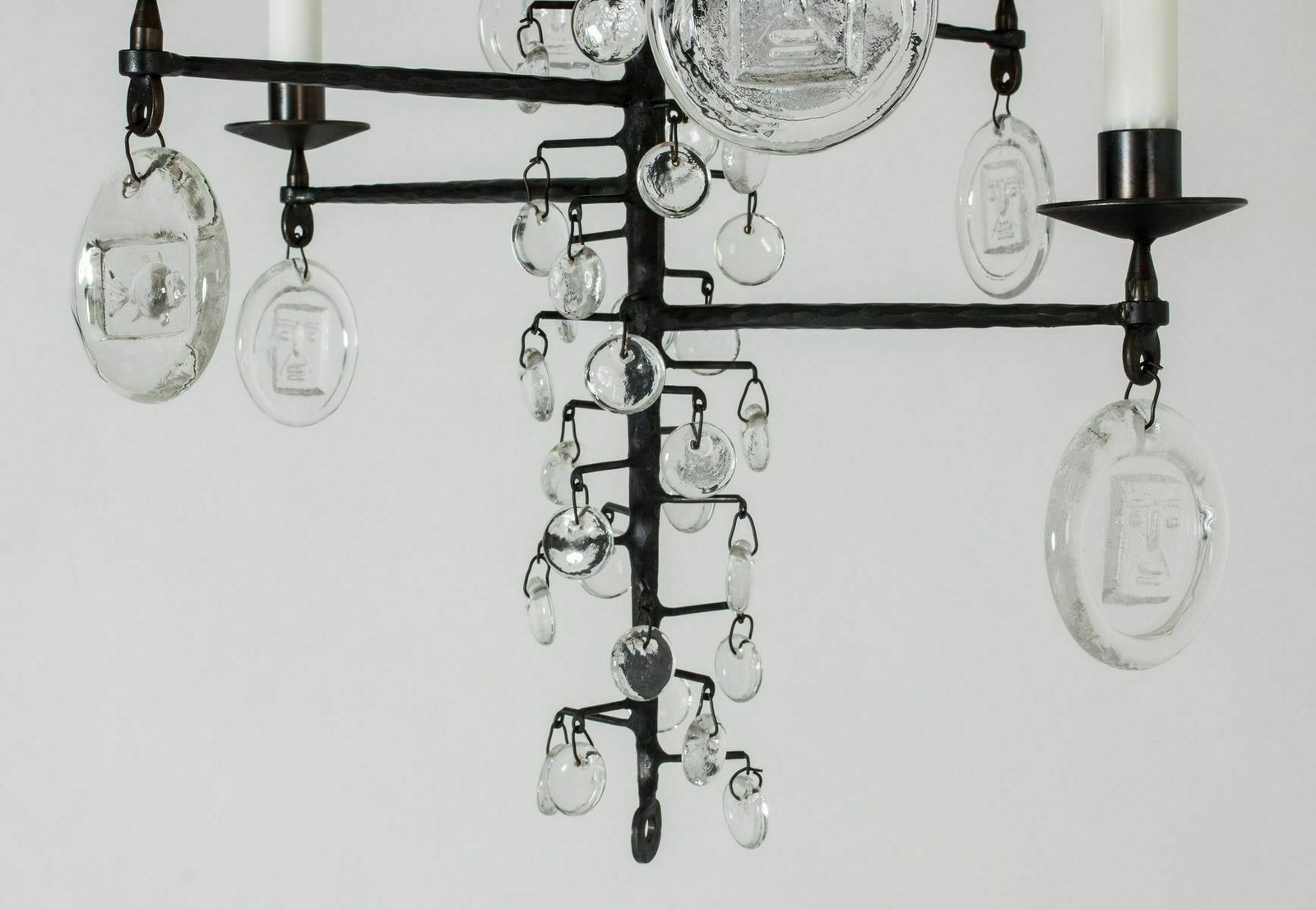 Wrought Iron And Glass Candelabrum By Erik Höglund For Boda, 1960s photo vintage