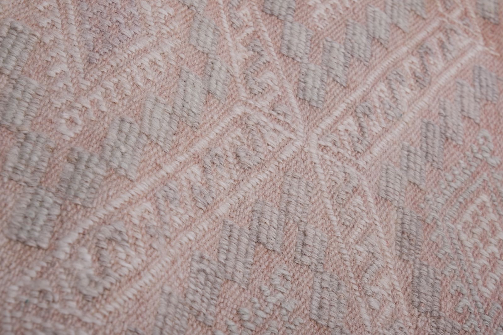 Vintage Faded Pink Turkish Kilim Rug 1'7'' X 15'9'' photo vintage