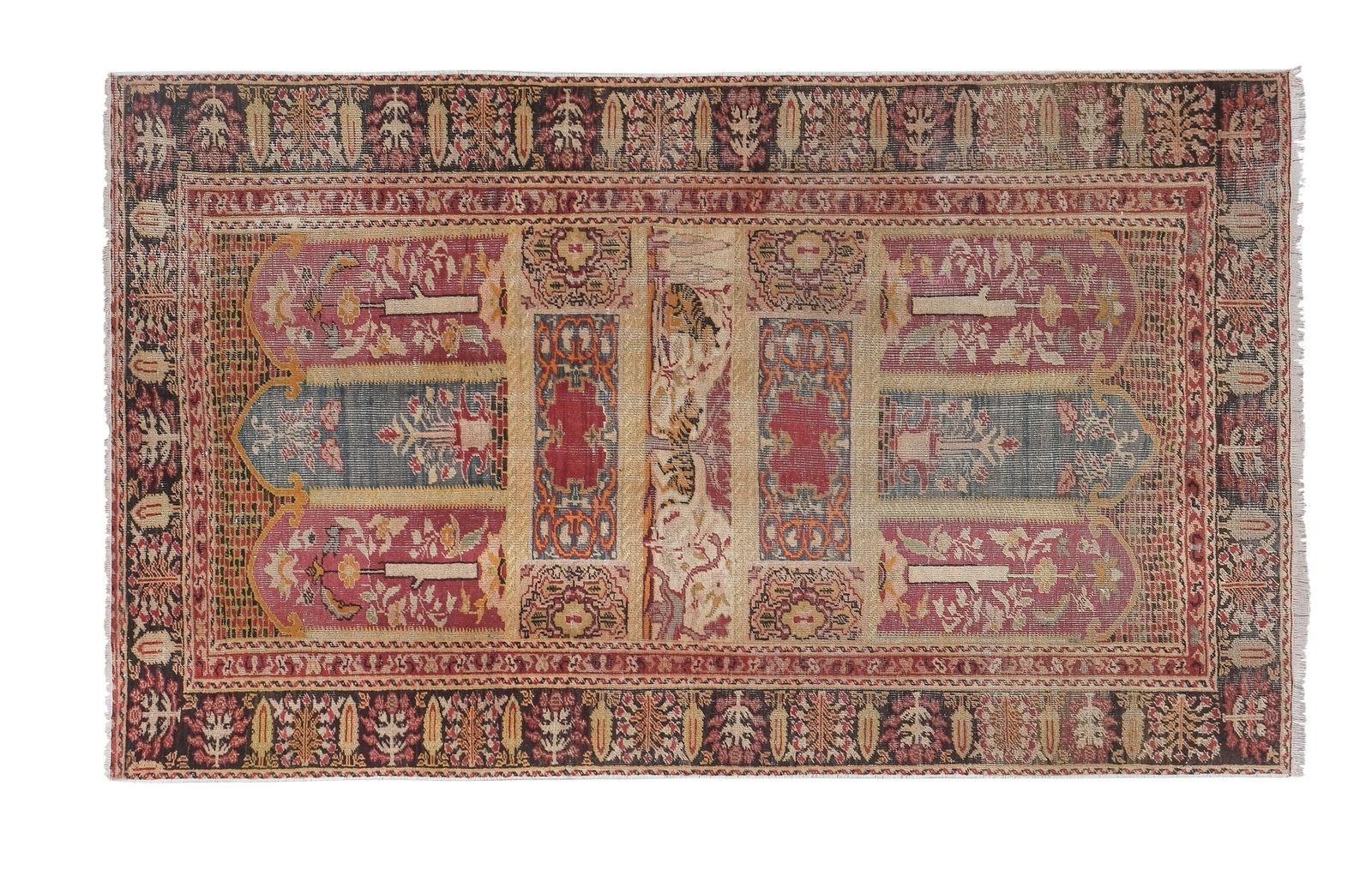 Distressed Turkish Pictorial Lion Rug 3'9'' X 5'12'' photo furniture