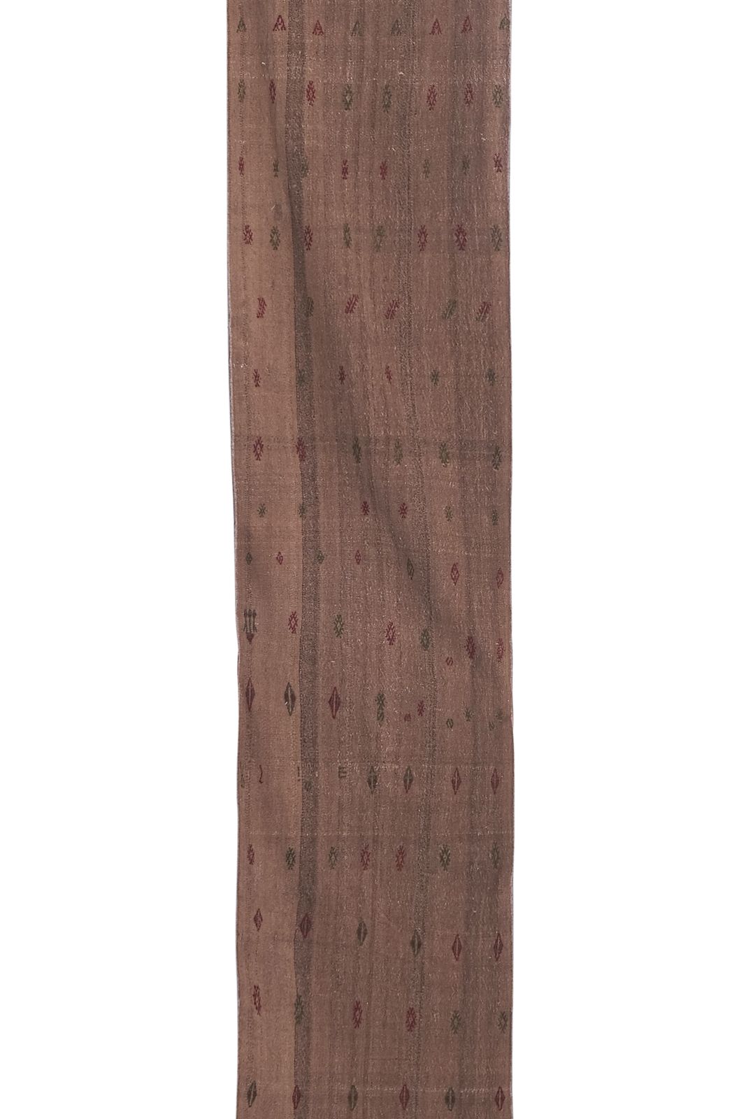 1970s Turkish Brown Kilim Runner 2'2'' X 16'4'' photo for sale