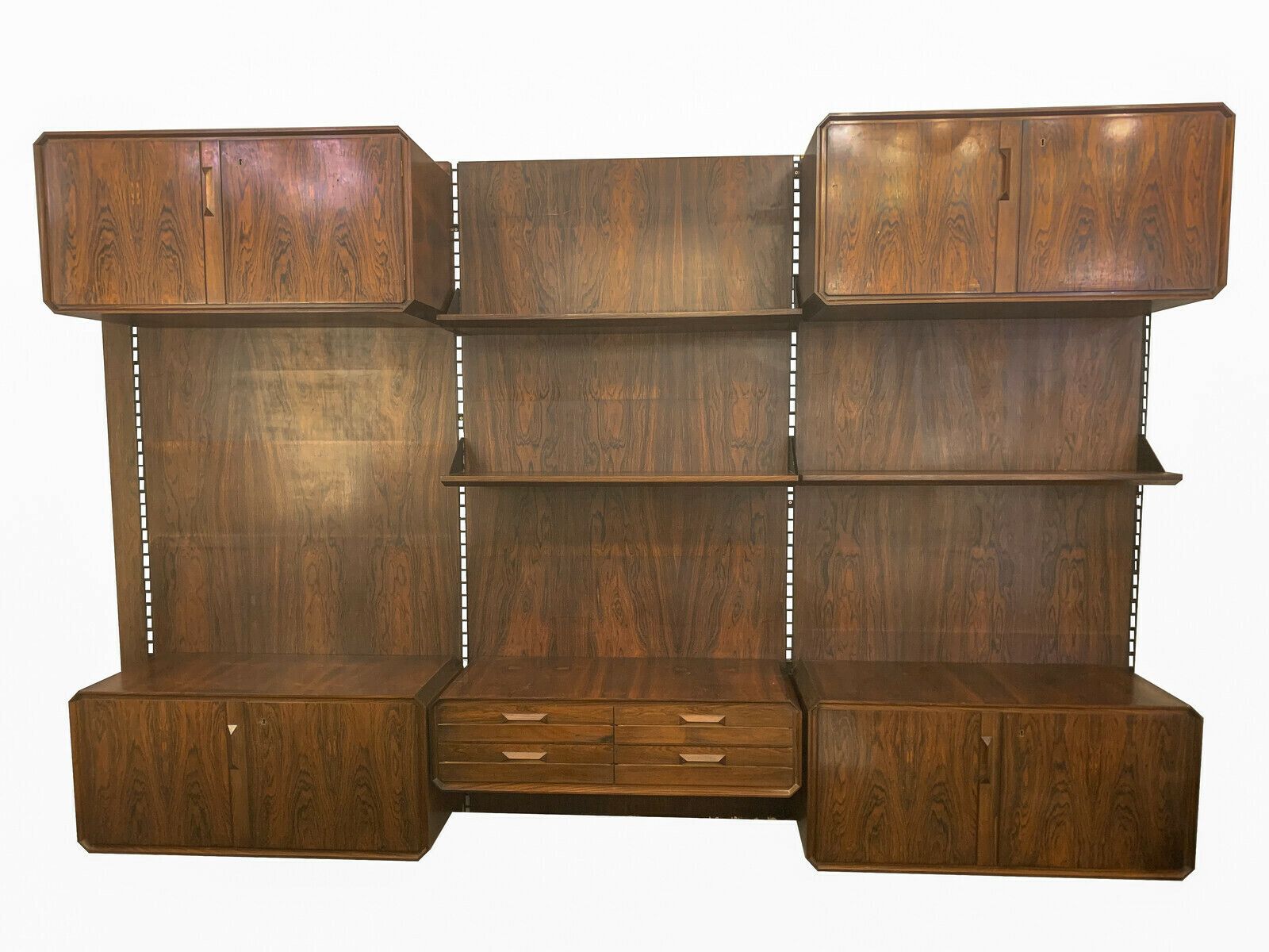 Italian Mid Century Wooden Wall Unit