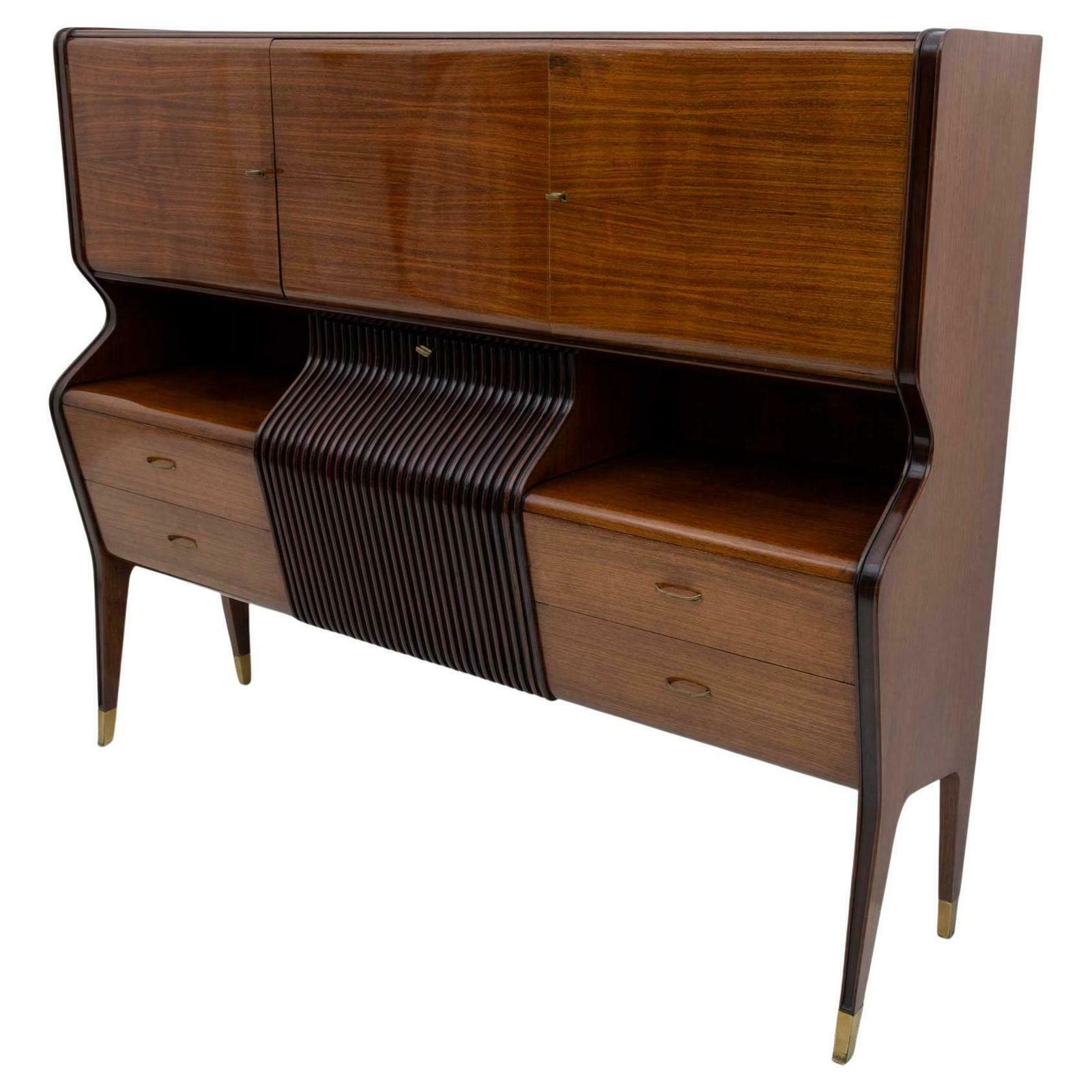 Osvaldo Borsani Mid Century Modern Italian Sideboard With Bar Cabinet, 1950s