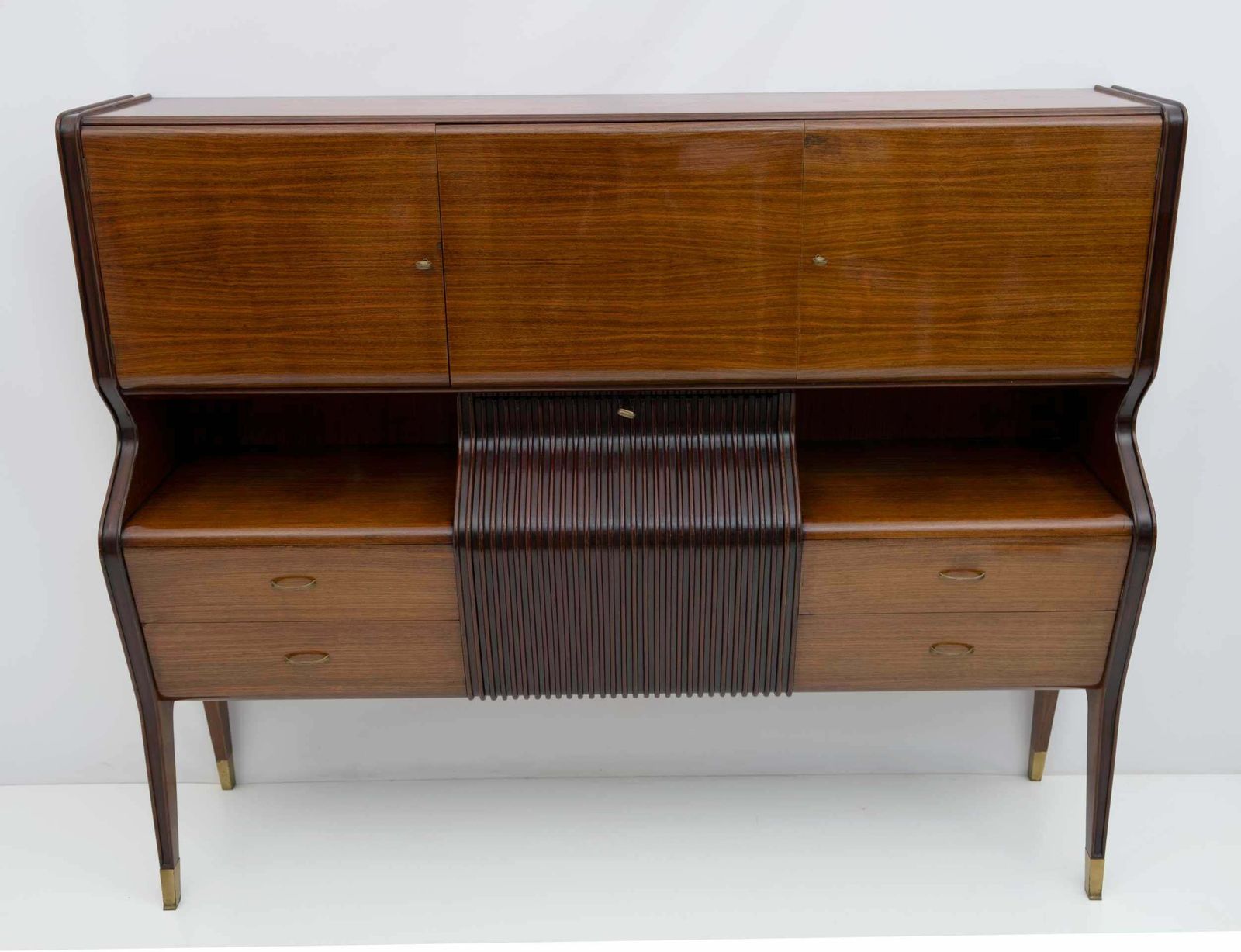 Osvaldo Borsani Mid Century Modern Italian Sideboard With Bar Cabinet, 1950s photo Furniture