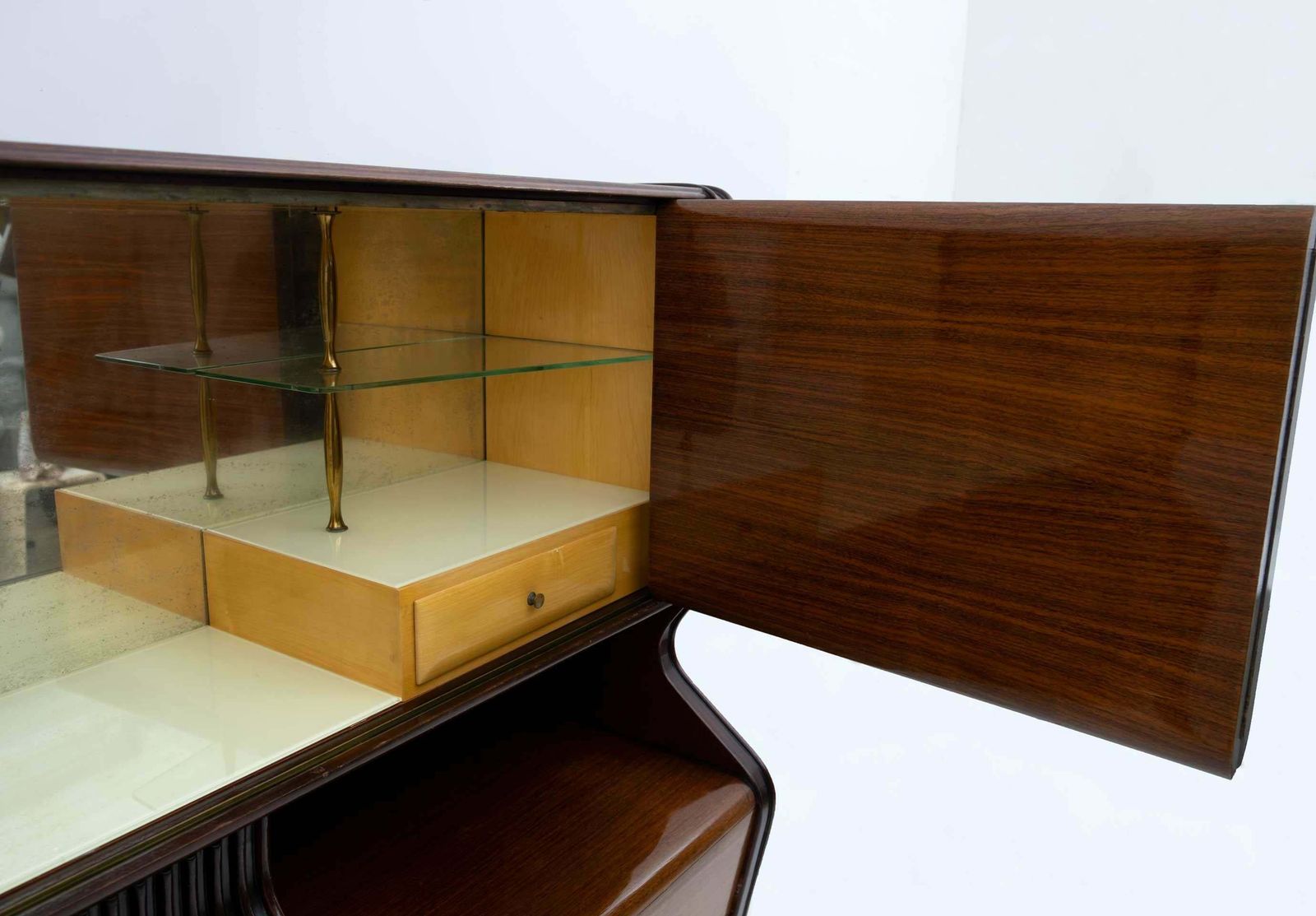 Furniture Osvaldo Borsani Mid Century Modern Italian Sideboard With Bar Cabinet, 1950s photo
