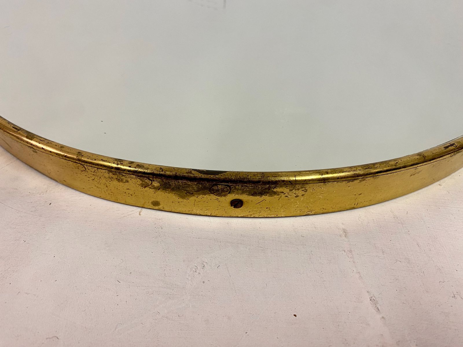 photo furniture 1950s Italian Brass Shield Shaped Mirror