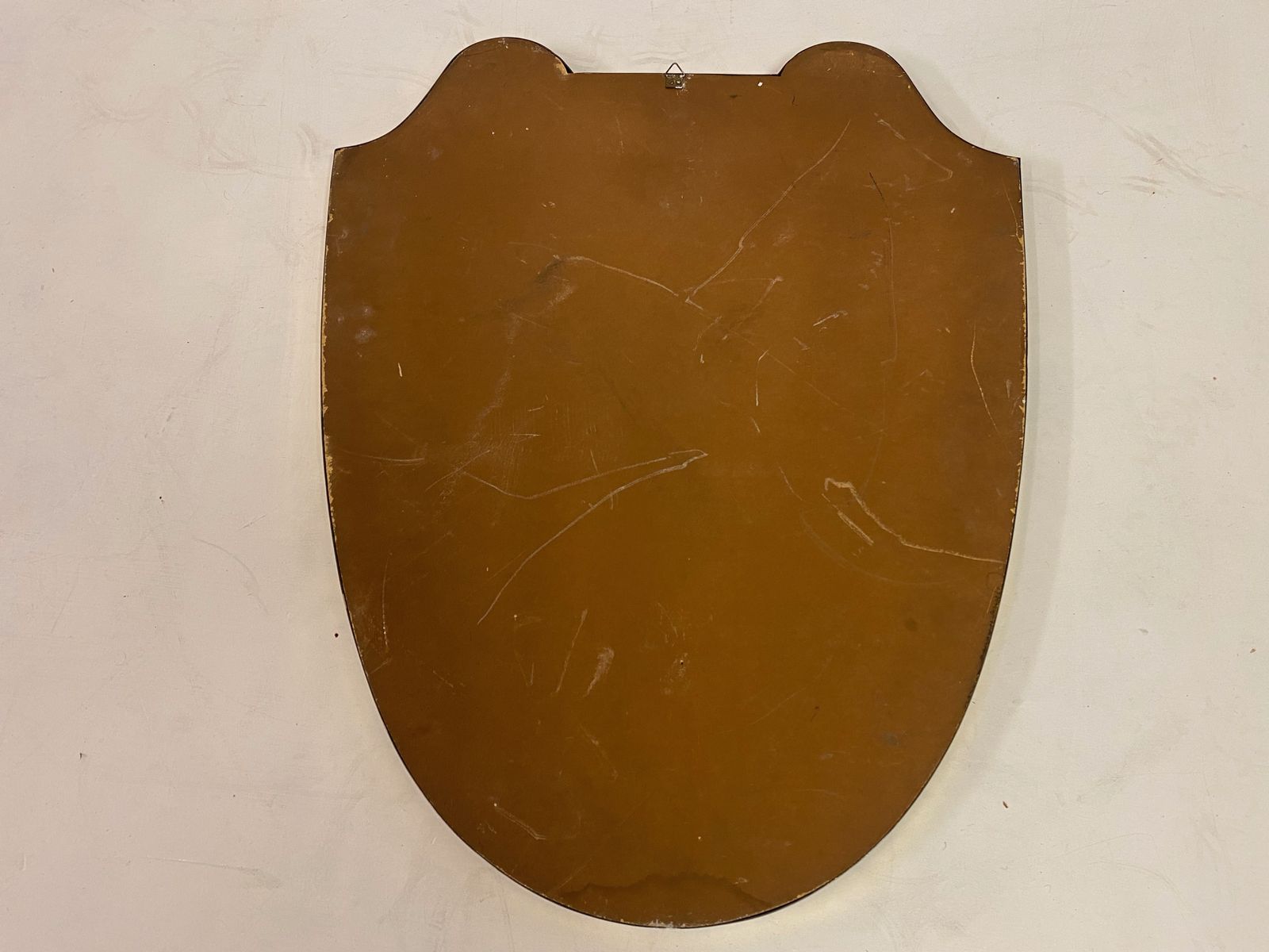 photo for sale 1950s Italian Brass Shield Shaped Mirror