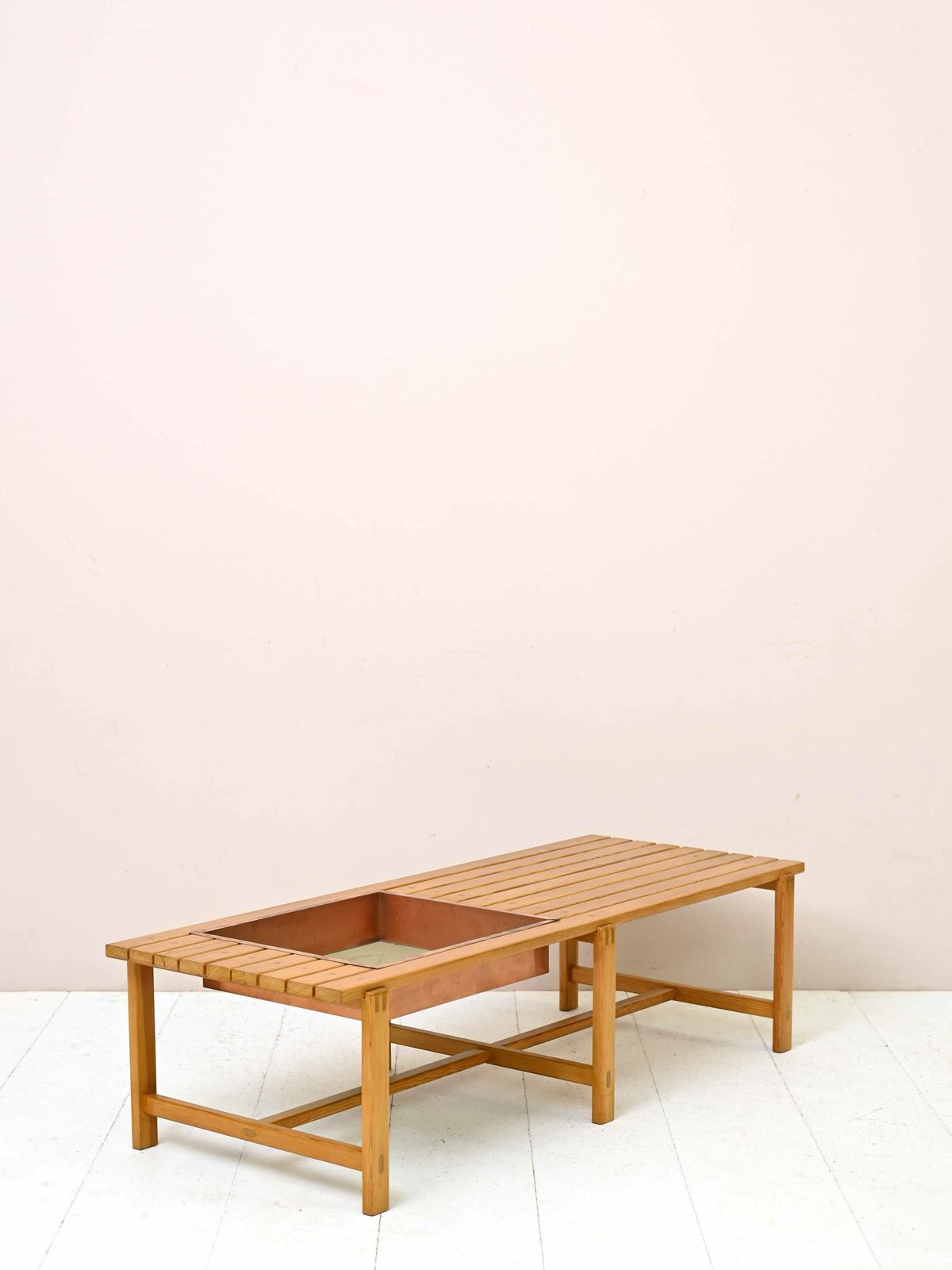 Scandinavian Bench With Planter photo for sale