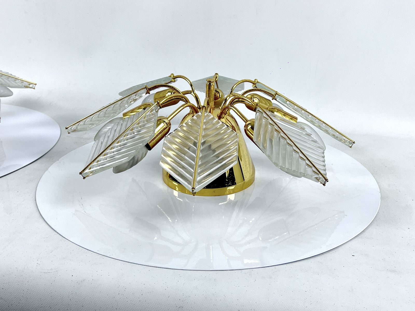 Italian Modern Pair Of Brass Ceiling Lamps By Zero Quattro. 1970s photo Lighting