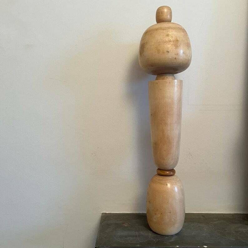 Large Signed Japanese Kokeshi Doll With Wheat Sheaf Engravings photo buy
