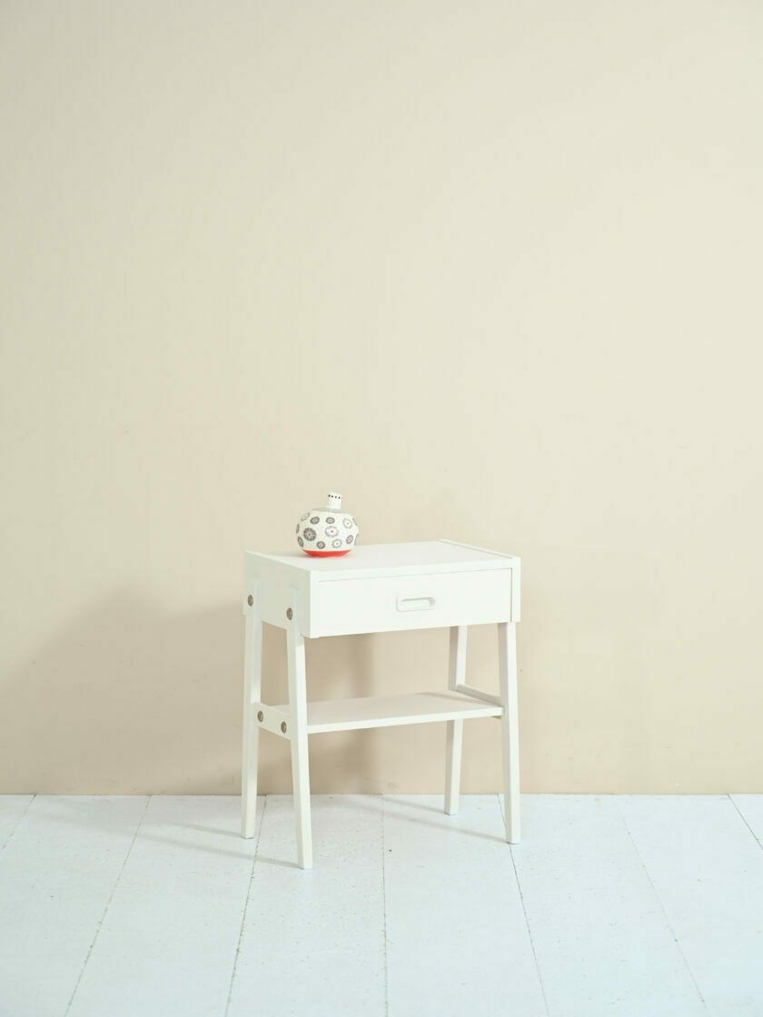 Scandinavian Bedside Table Painted In White