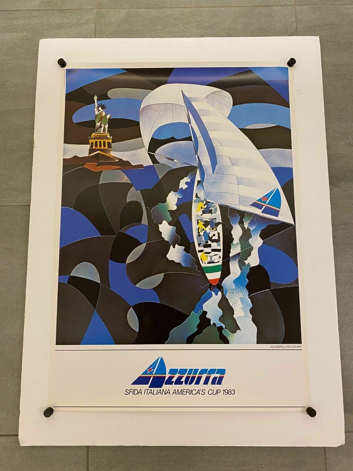 Ugo Nespolo, 1983   Azzurra   Original Advertising Vintage Poster photo for sale