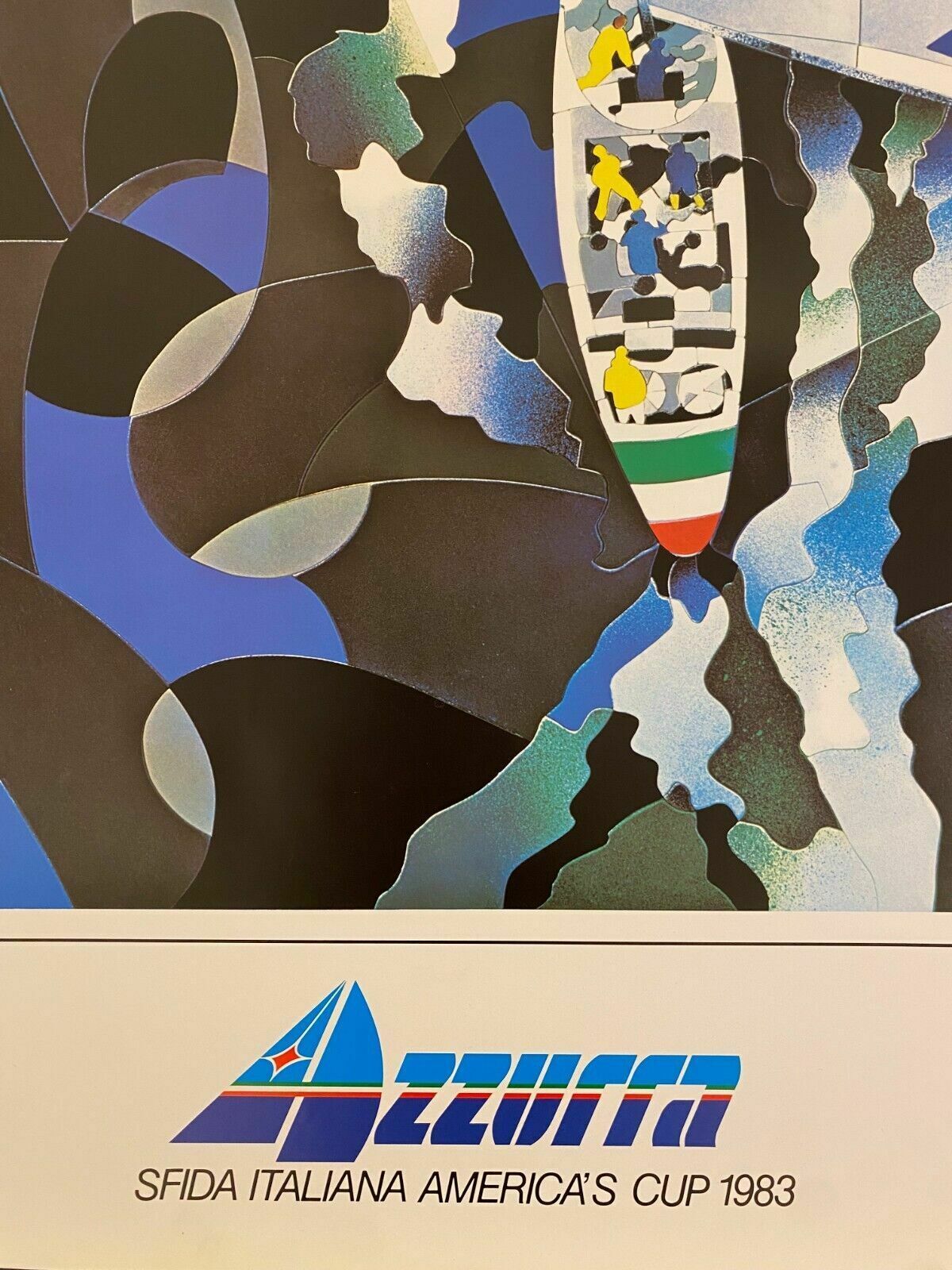Ugo Nespolo, 1983   Azzurra   Original Advertising Vintage Poster photo vintage