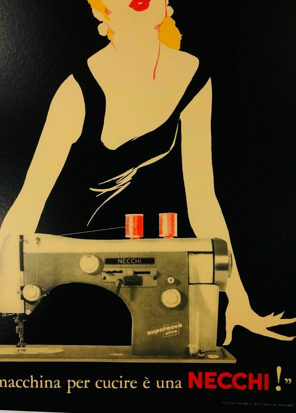 Art Jeanne Grignani, 80s   Necchi (Black)   Original Affiche Linen Backed On Canvas photo