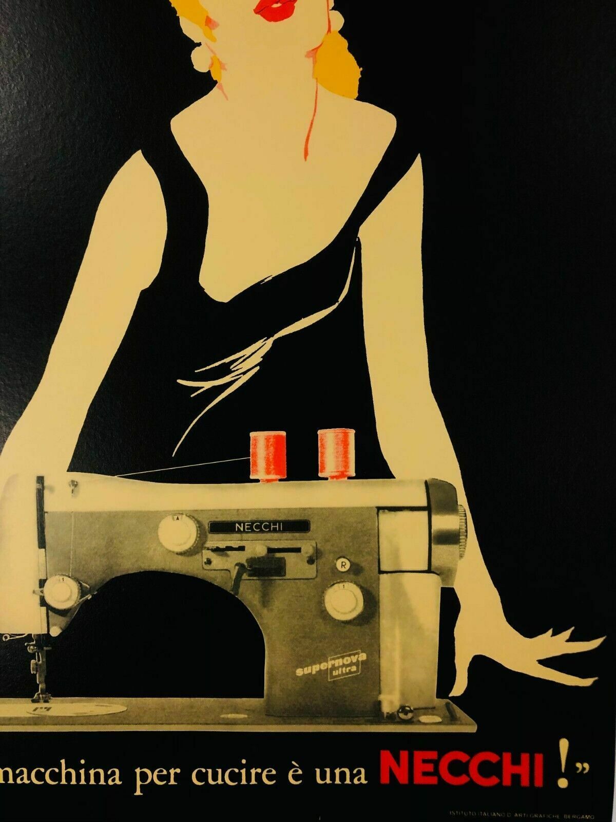 270.0 Jeanne Grignani, 80s   Necchi (Black)   Original Affiche Linen Backed On Canvas photo
