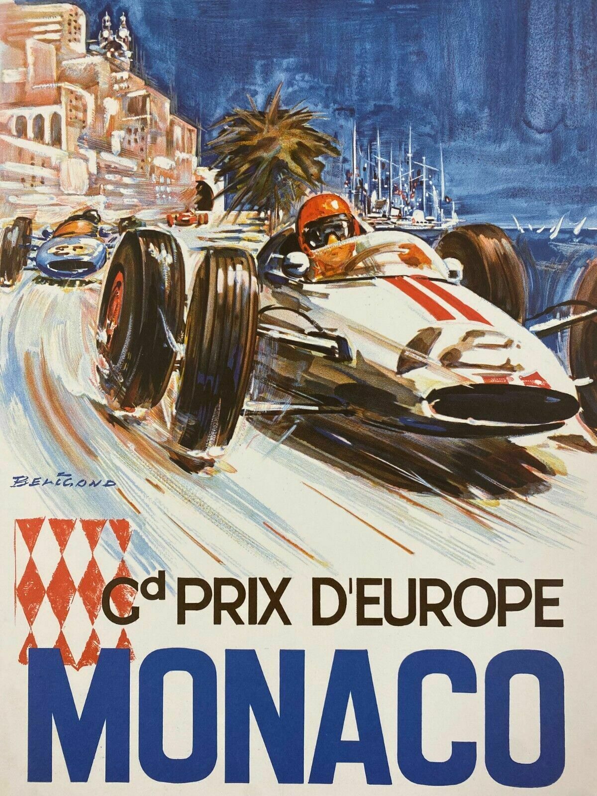 Michel Beligond, 1963   Monaco 63   Advertising Offset Poster Linen Backed photo vinterior