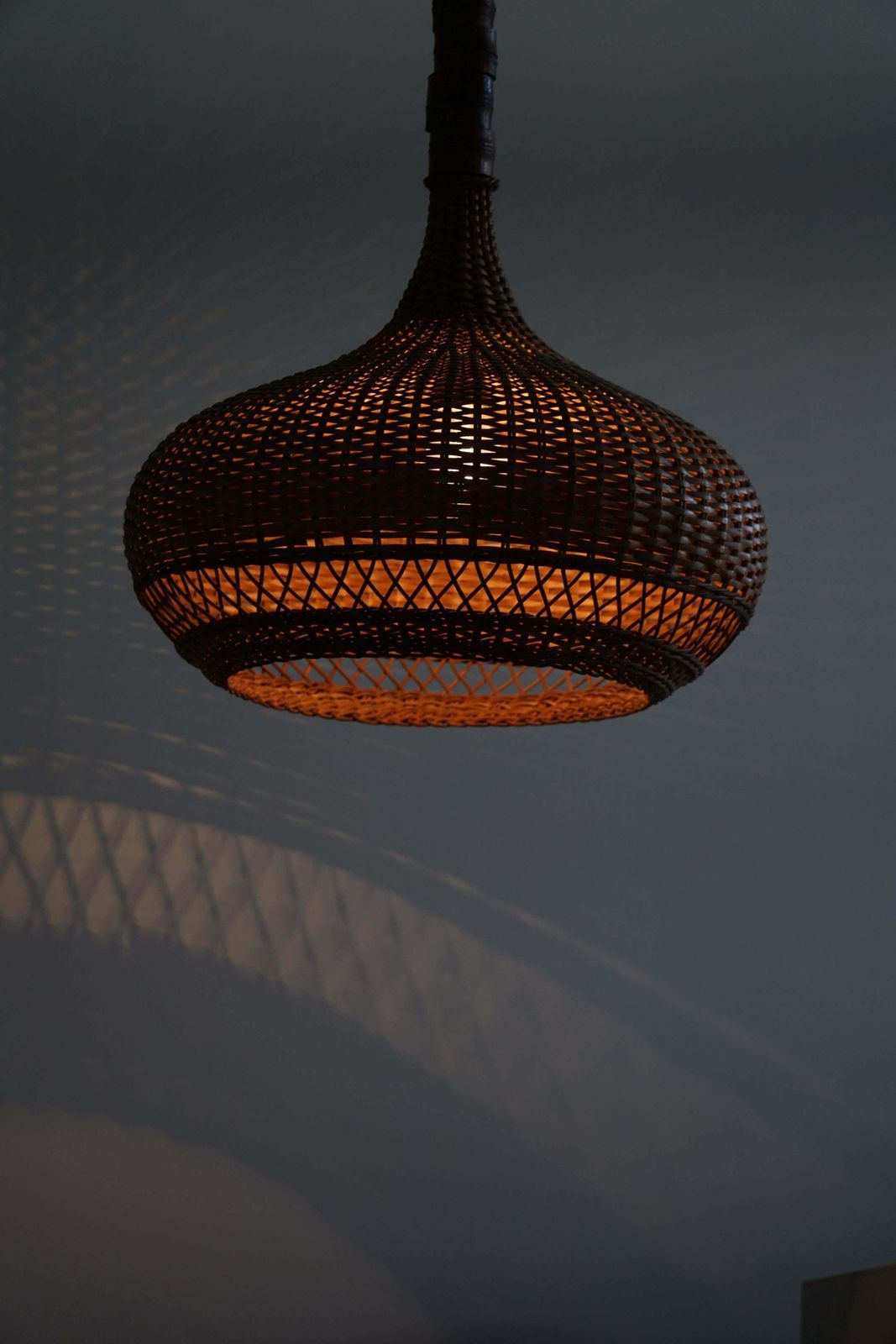 Danish Mid Century Vintage Rattan Pendant   Made In The 1960s photo buy