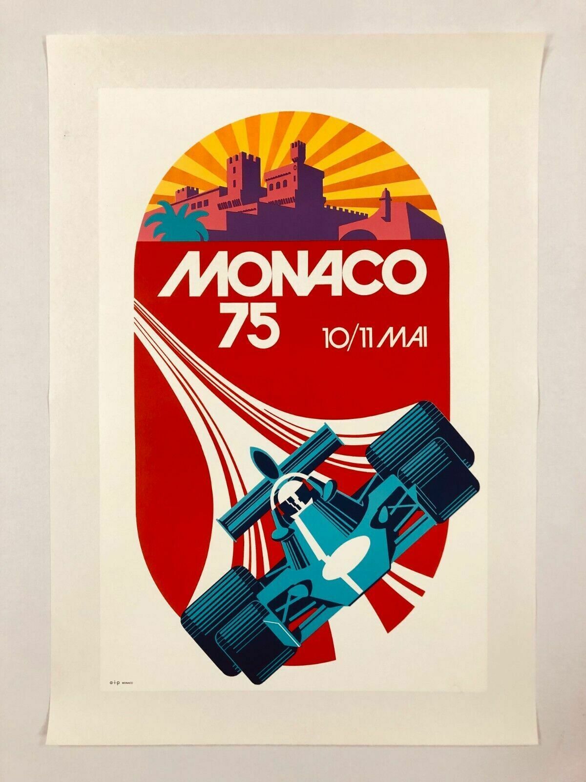 Monaco 1975   Michael Turner, 1975   Original Vintage Poster Linen Backed photo furniture