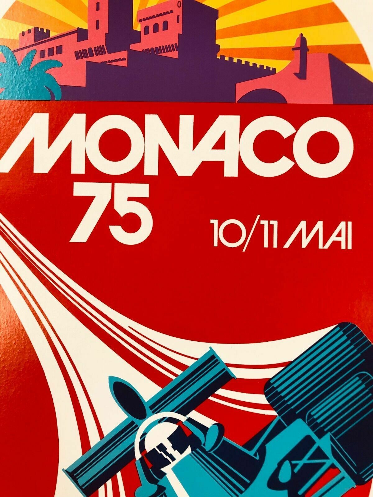 photo vintage Monaco 1975   Michael Turner, 1975   Original Vintage Poster Linen Backed