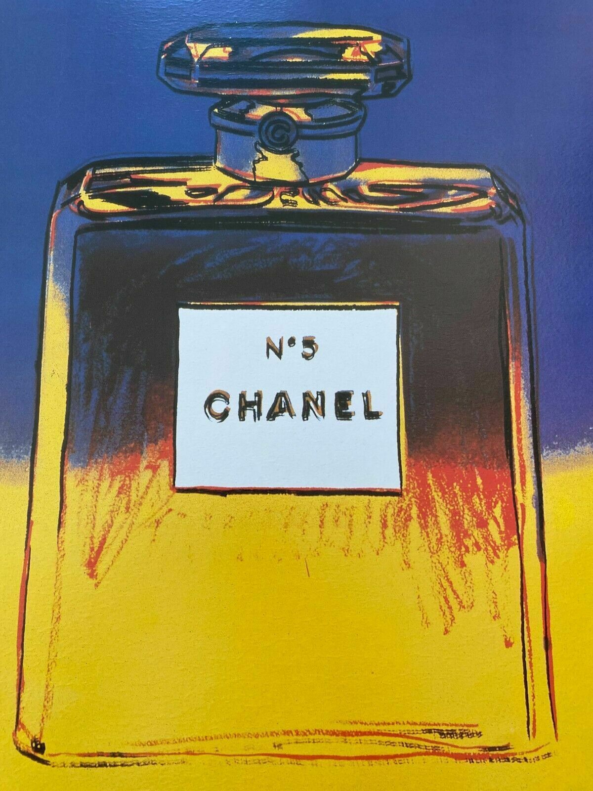 photo vinterior Andy Warhol, 1997   Chanel N.5 Yellow   Original Vintage Poster Linen Backed
