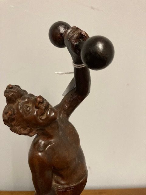 Ancient Sculpture In Walnut Depicting A Late 19th Century "Weightlifter", Italian School. photo buy
