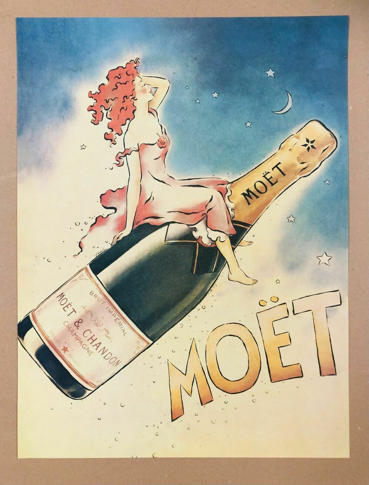 Vince Mcindoe, 80s   Moët & Chandon   Original Offset Poster Cm 61 X 46 photo furniture