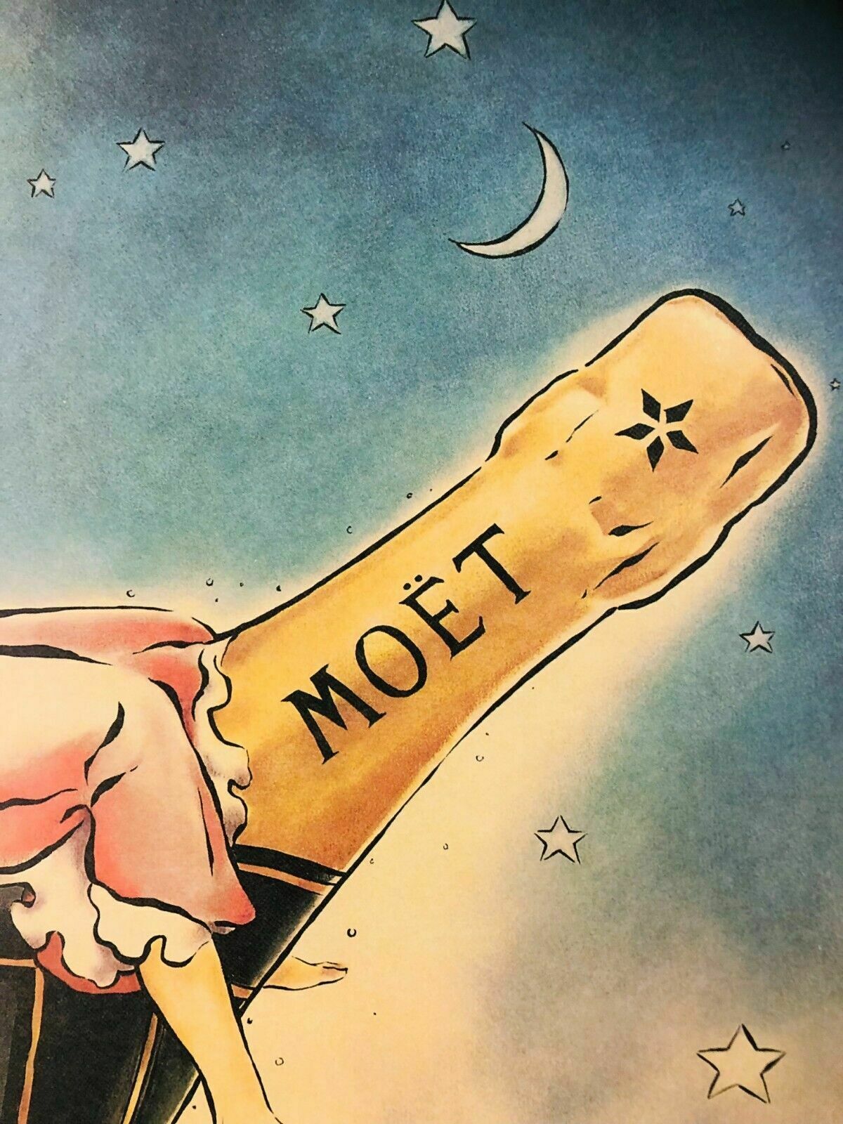 Vince Mcindoe, 80s   Moët & Chandon   Original Offset Poster Cm 61 X 46 photo vinterior