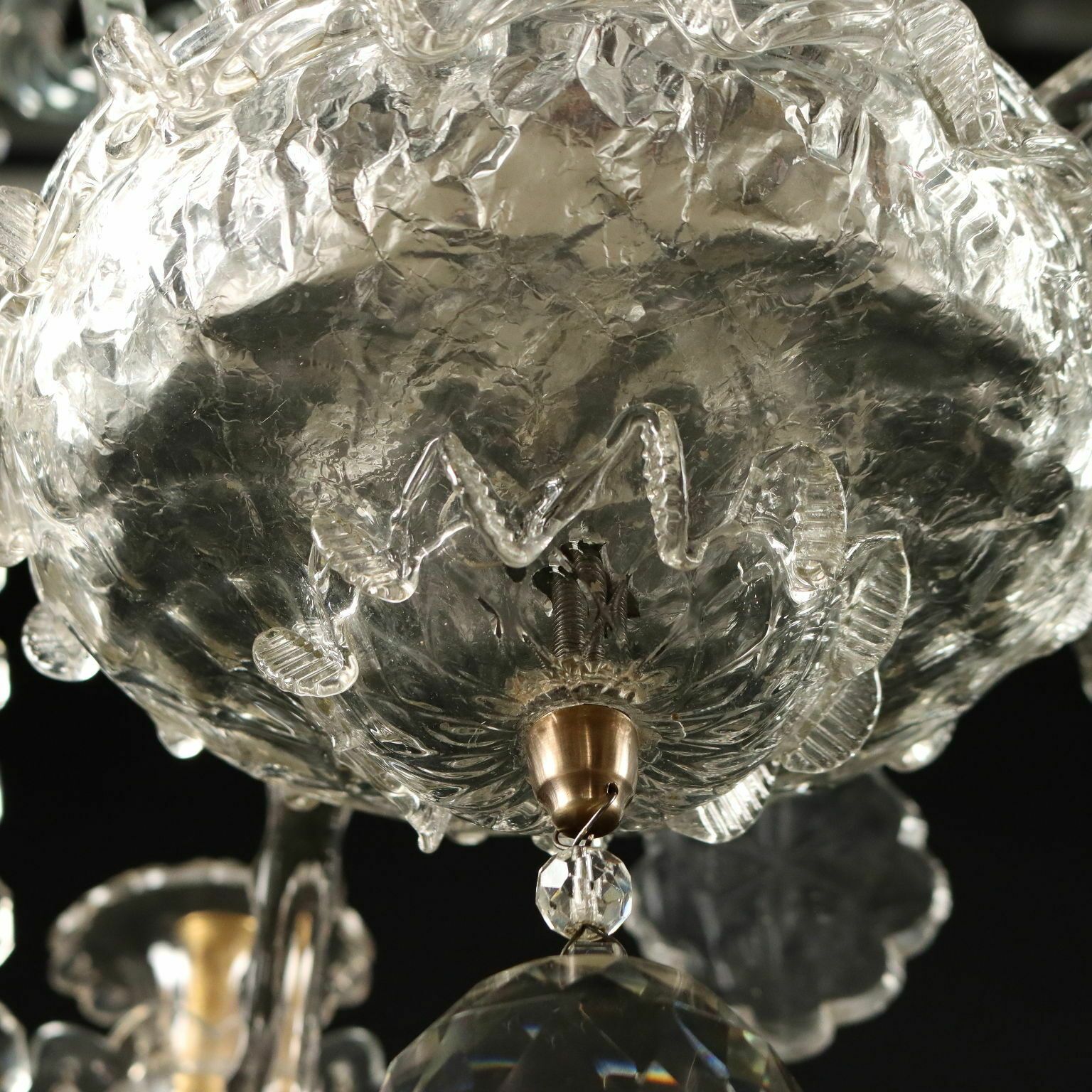 Lighting Ancient Chandelier In Glass With 6 Lights From The XIX Century photo