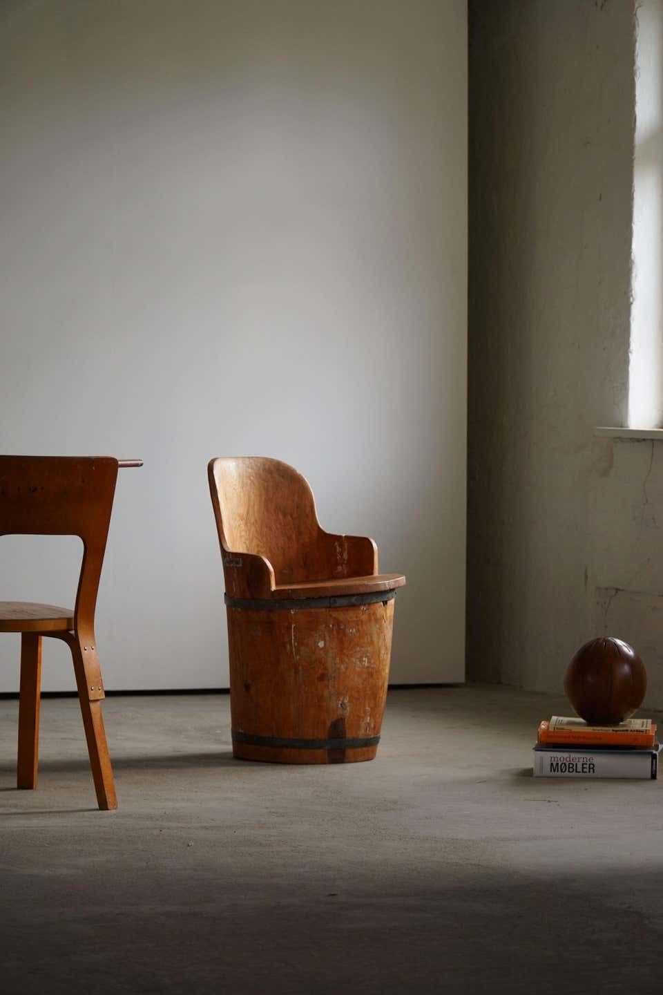 Mid 20th Century Wabi Sabi Stump Chair In Pine, By A Swedish Cabinetmaker, 1950s photo furniture