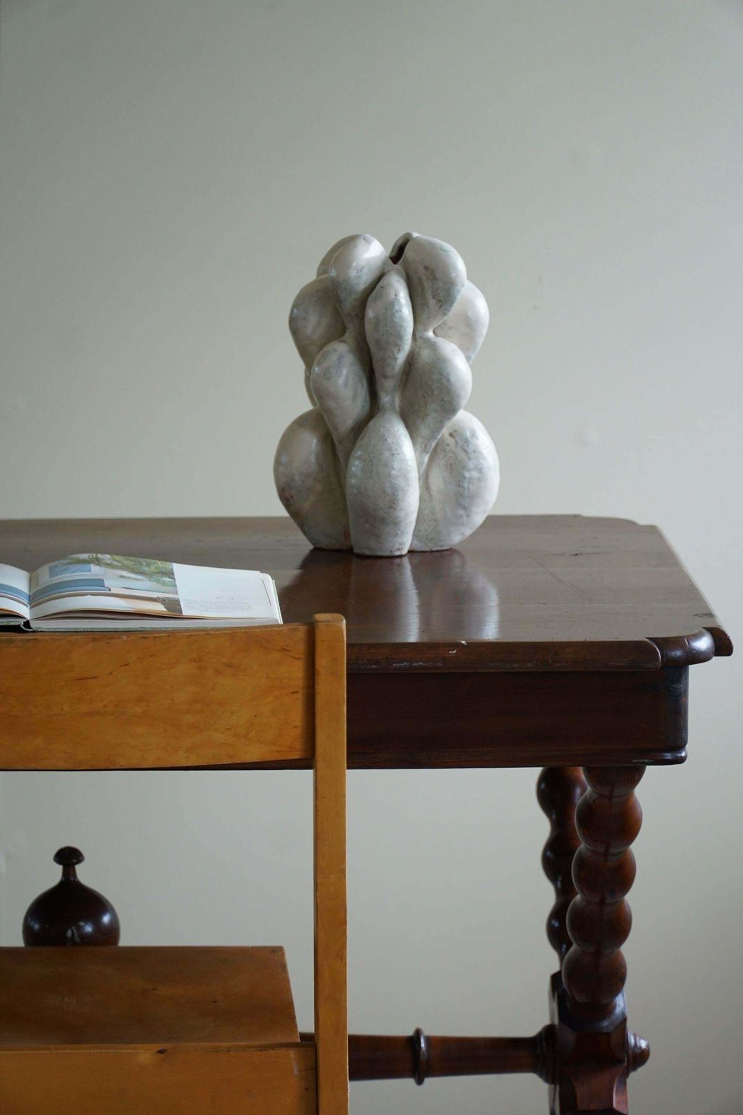 French Sculptural Baroque Style Desk In Stained Pine, Early 20th Century photo Furniture