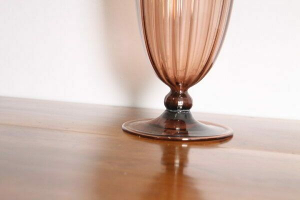 561.6 Antique Murano Glass Vase From The 1930s In Amber Colour. Ribbed Knit. photo