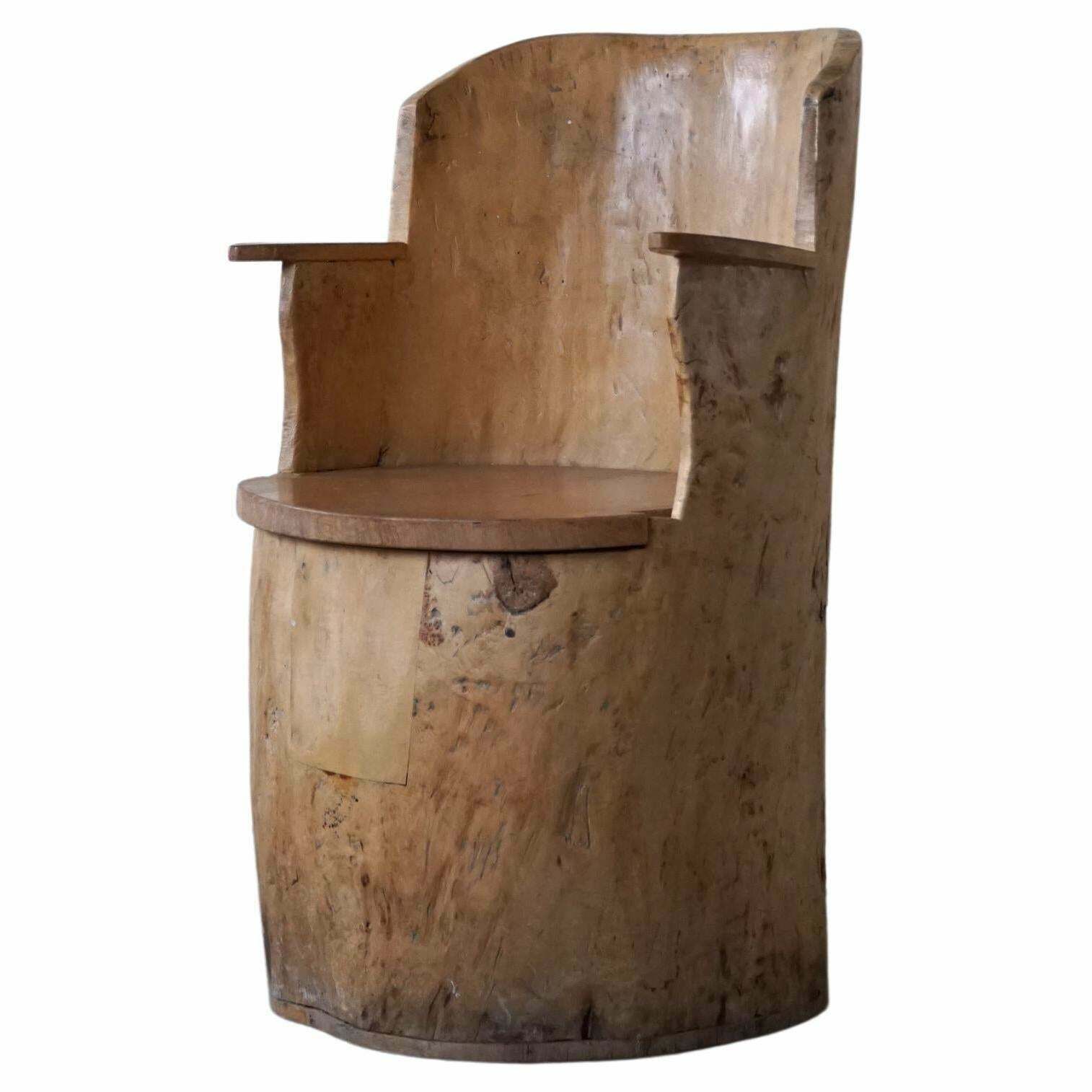 Wabi Sabi Stump Chair In Solid Birch By A Swedish Cabinetmaker Modern 1950s