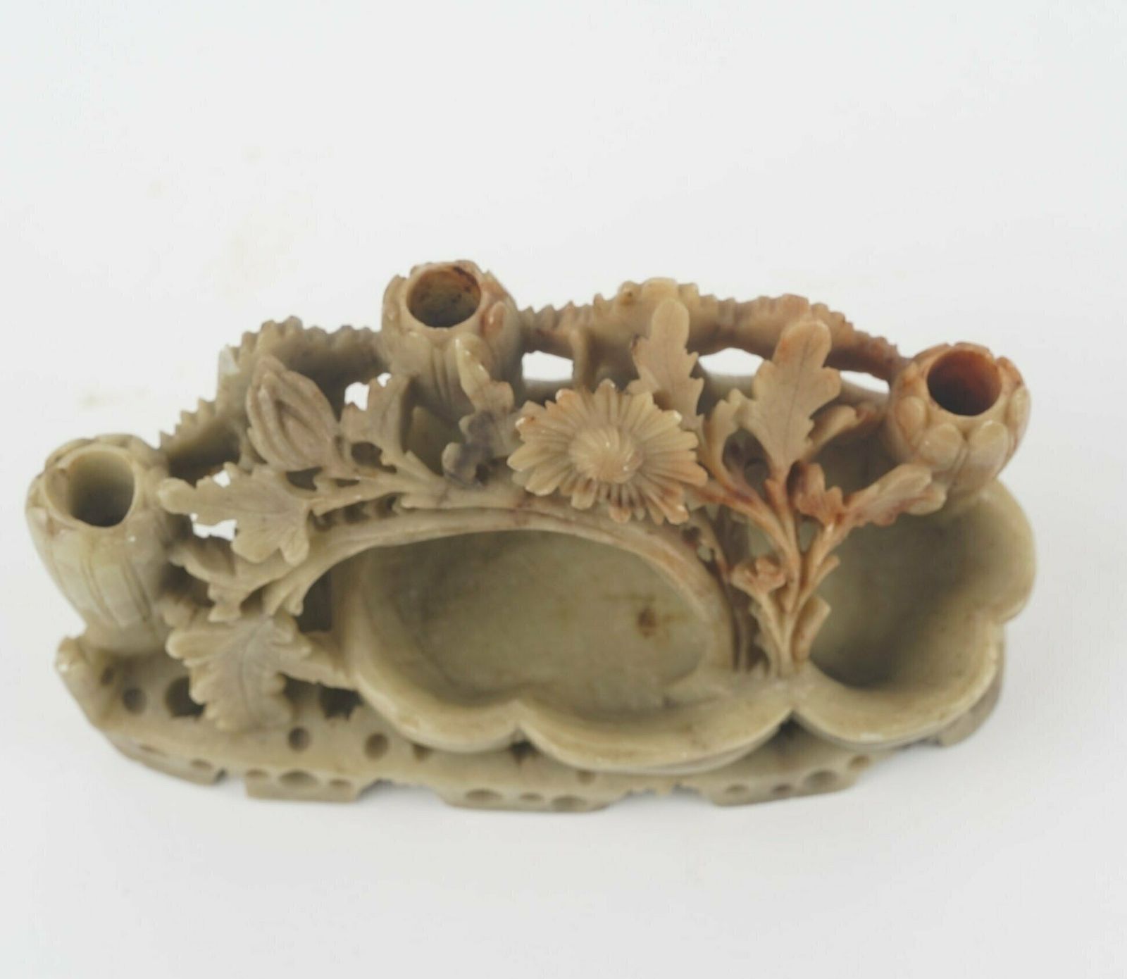 Vintage Chinese Hand Carved Soapstone Brushpot photo furniture