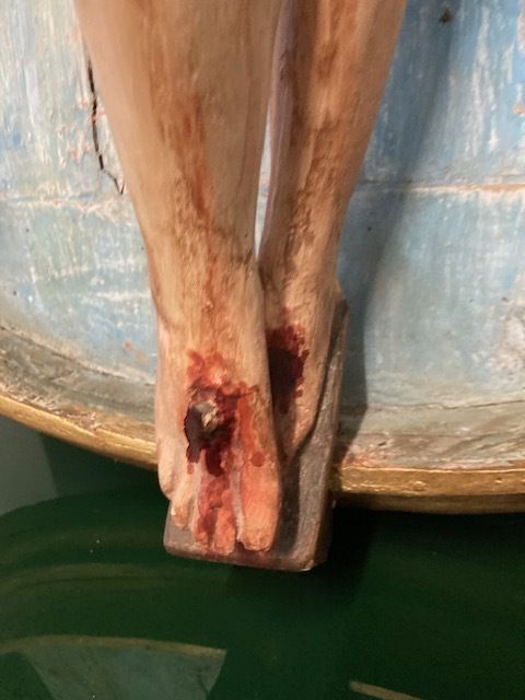 Ancient Plaster Sculpture Of Christ Crucified From The 17th Century. photo Art