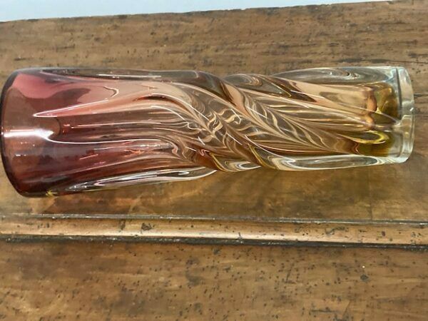 Seguso Murano Glass Vase From The 70s, Two Tone Modern Design. Perfect Condition photo Home Decor