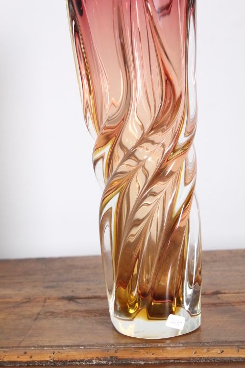 photo vinterior Seguso Murano Glass Vase From The 70s, Two Tone Modern Design. Perfect Condition