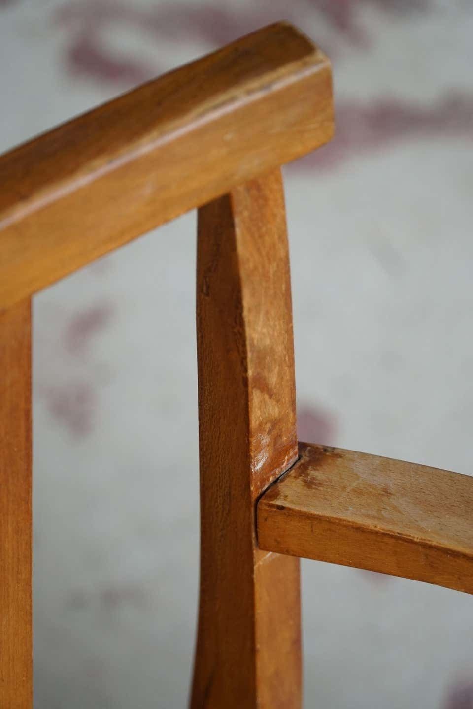 Danish Modern Lounge Chair In Beech And Papercord, In Style Of Frits Schlegel photo vintage
