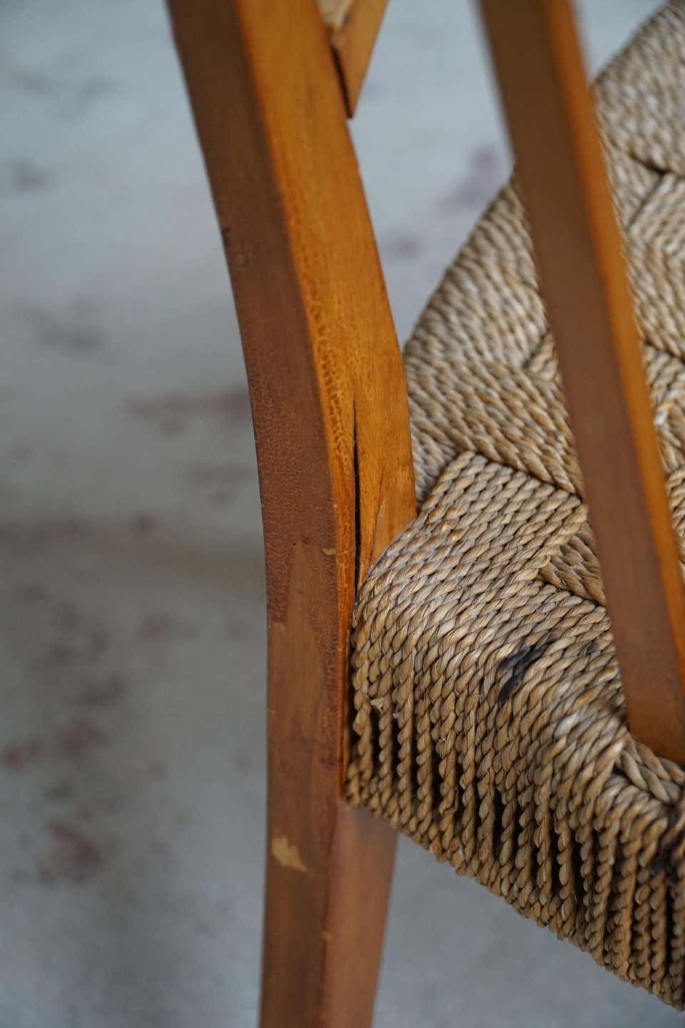 photo vinterior Danish Modern Lounge Chair In Beech And Papercord, In Style Of Frits Schlegel