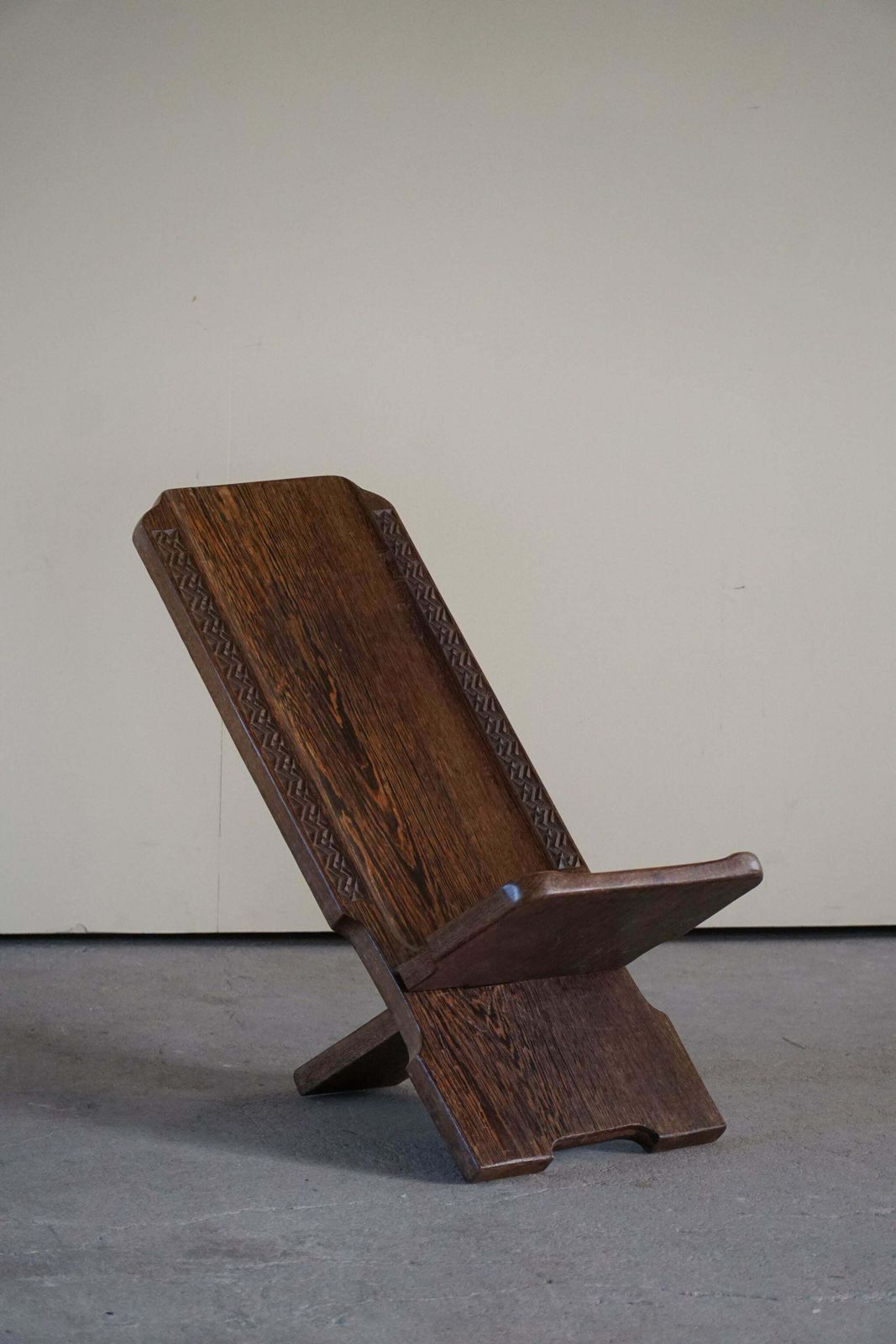Primitive African Tribal Hand Carved Folding Palaver Chair, Wabi Sabi, 1970s photo vintage