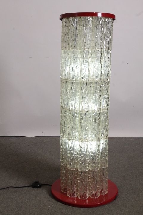photo for sale 70s Modern Design Floor Lamp In Vintage Glass !!! Restored And Electrified.