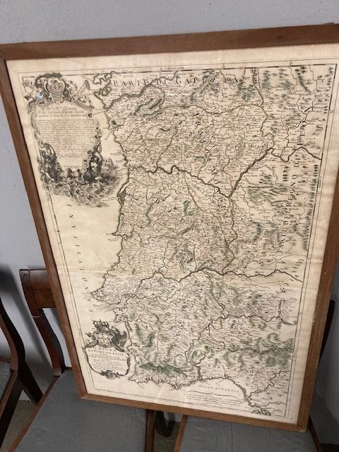 Old Engraved Map Of The Kingdom Of Portugal January 1, 1692 Meas photo vinterior