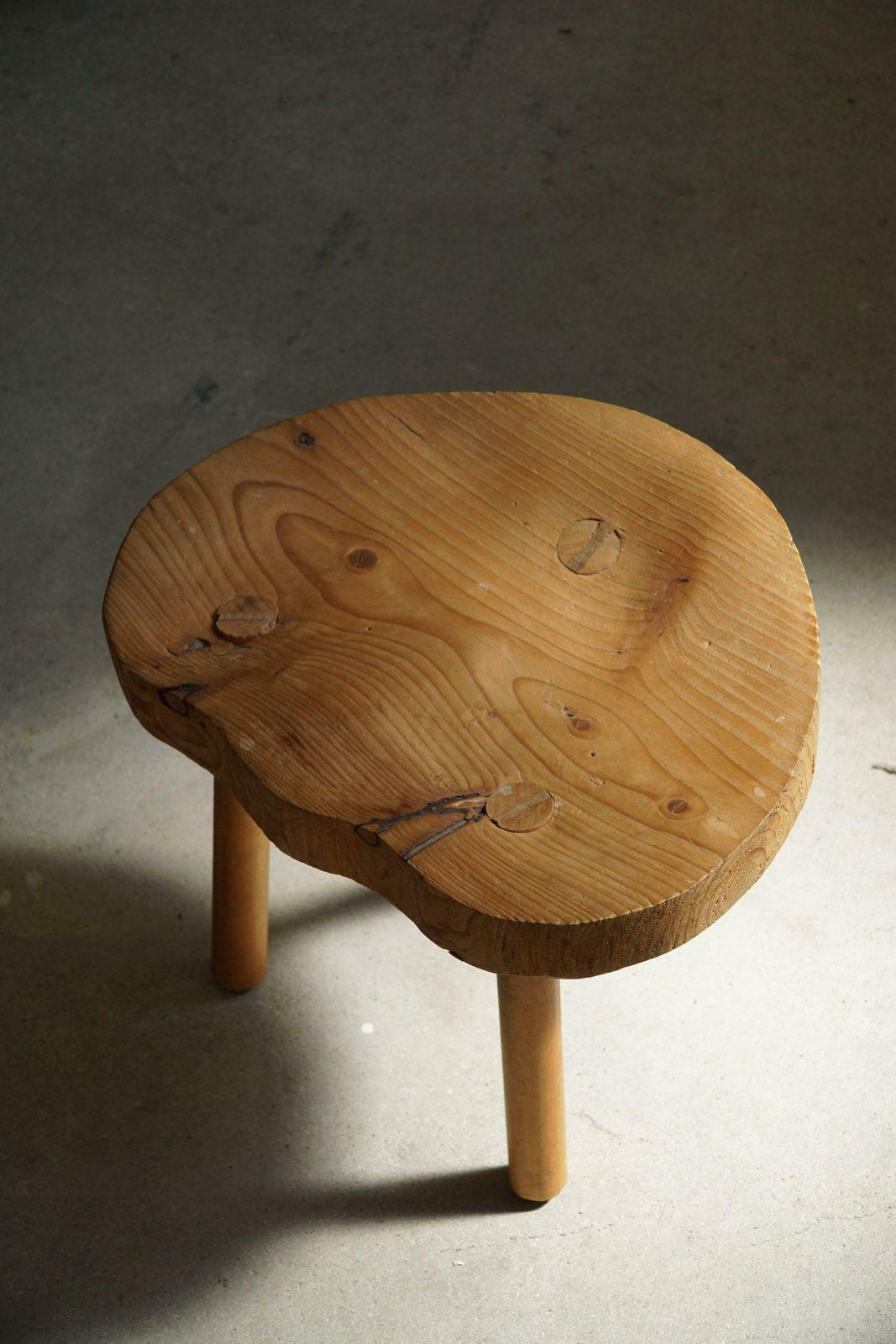 Tripod Stool In Solid Pine Wood, By Swedish Cabinetmaker, Mid Century, Ca 1960s photo buy