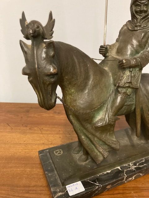 Ancient Bronze Of A Knight On Horseback From The Early 1900s, Italian School. photo vinterior