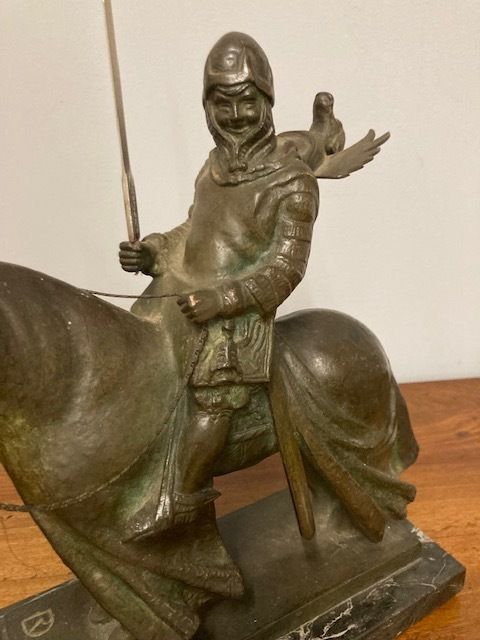 Ancient Bronze Of A Knight On Horseback From The Early 1900s, Italian School. photo buy